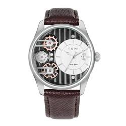 CIVO Herrenuhr Lederarmband-Silber Analog-Datum Armbanduhr-Herren - Imitation Mechanische Quarz Uhr für Männer Klassisch Wasserdicht Uhren Herren mit Ersatzgurte von CIVO