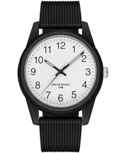 CIVO Herrenuhr Schwarz Silikon Armband 50M Wasserdicht Analog Uhren Herren Lässig Designer Leuchtend Runden Armbanduhr Mode Einfach Outdoor Sportuhren Geschenke für Männer von CIVO