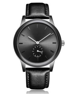 CIVO Herrenuhr Sportlich Schwarz Analog - Armbanduhr Herren Leder Wasserdicht Lässig Klassisch Geschenke Uhren für Männer von CIVO
