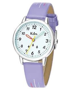 CIVO Kinder Armbanduhr Mädchen Jungen Lernuhr - Kinderuhr Lila Analog Quarz Leder Kinder Uhren Mädchen Zeit Lehrer Wasserdicht, Geschenke für Kinder 3-12 Jahre von CIVO