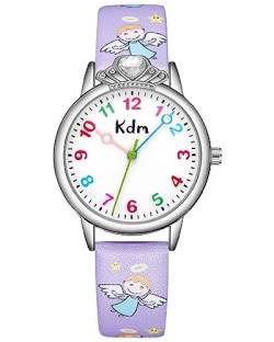 CIVO Kinder Uhr Armbanduhr Mädchen, Kinderuhr Mädchen Jungen Lernuhr Analog Quarz Leder Wasserdicht Mädchen Uhr Zeit Lehrer von CIVO