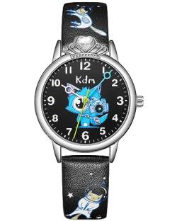 CIVO Kinder Uhr Schwarz Armbanduhr Jungen Lederarmband Analog Uhr Kinder Mädchen Quarz Wasserdicht Kinderuhr Mädchen Lernuhr Zeit Lehrer von CIVO