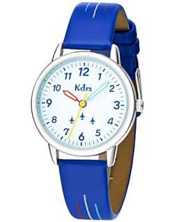 CIVO Kinderuhr-Jungen-Madchen Armbanduhr Kinder Lernuhr - Kinderuhr Blau Analog Quarz Leder Kinder Uhren Jungen Zeit Lehrer Wasserdicht, Geschenke für Kinder 3-12 Jahre von CIVO