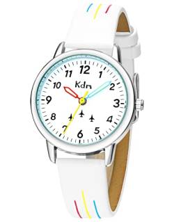 CIVO Kinderuhr-Madchen-Jungen Armbanduhr Kinder Lernuhr - Kinderuhr Weiß Analog Quarz Leder Kinder Uhren Mädchen Zeit Lehrer Wasserdicht, Geschenke für Kinder 3-12 Jahre von CIVO