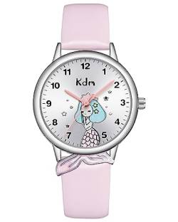 CIVO Kinderuhr Mädchen Jungen Leder Armbanduhr Kinder Analog Quarz Lernuhr Wasserdicht Rosa Mädchen Uhr Arabische Ziffern Süß Modische, Geschenke für Kinder von CIVO