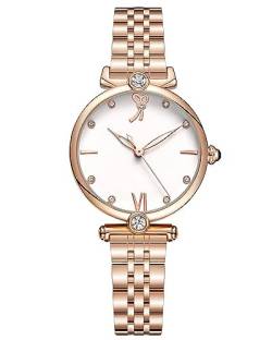 CIVO Uhr Damen Minimalistic Analog Damenuhr Elegant Wasserdicht Edelstahl Roségold Armbanduhr Damen Runden Lässig Dünn Quarzuhr Geschenke für Frauen von CIVO