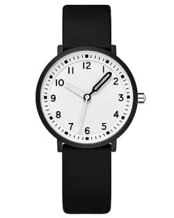 CIVO Uhr Damen Mode Analog Damenuhr Leicht zu Lesen Schwarz Silikon Band Modern Minimalistic Wasserdicht Armbanduhr Designer Kreative Runden Uhren Damen, Geschenke Frauen von CIVO