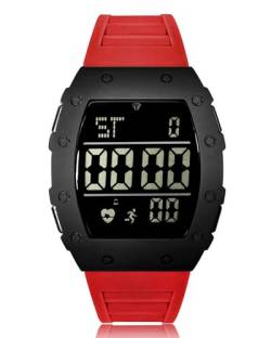 CIVO Uhr Herren Digitaluhr Sportlich Chronographen Rot Männer Uhr LED Wasserdicht Digital Armbanduhr Herrenuhr Stoppuhr Alarm Datum Gummi von CIVO