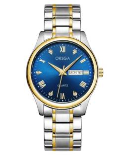 CIVO Uhren Herren Edelstahl Silber-Blau - Herrenuhr Klassisch Analog Quarz Armbanduhr Herren Datum Wasserdicht, Elegantes Geschenke für Männer von CIVO