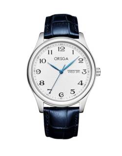 CIVO Uhren Herren Lederarmband Analog - Datum Business Armbanduhr Herren Einfache Casual Wasserdicht Quarz Herren Uhr Blau 40mm Modische Geschenke für Männer von CIVO