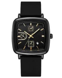 CIVO Uhren Herren Quadrat Analog Armbanduhr Herren Mode Datum Leuchtend Schwarz Silikon Armband Herrenuhren Wasserdicht Quarzuhr Unisex Geschenke für Männer von CIVO