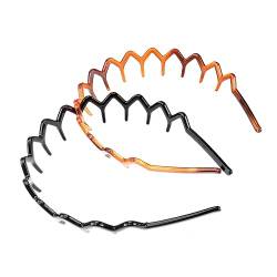 CIYODO Zickzack Haarreifen Für Damen - Unisex-Zigzag Wellenförmiges Haarband - Einfacher Kamm Mit Zähnen - Welliges Haar Hoop Set - 2 Stück Gewelltes Stirnband von CIYODO