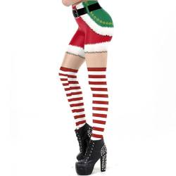 CIZEUR Damen Weihnachten Leggings 3D Hässliche Weihnachts Druck Stretch Sporthose Gym Sport Yogahosen Christmas Kostüm Weihnachtsfeier, M RD-Streifen Short von CIZEUR