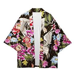 CIZEUR Sommerjacke Mode japanische Herren Jacke Strickjacke Paar Kimono Mantel lässig, L Blühende Blumen von CIZEUR
