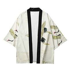 CIZEUR Sommerjacke Mode japanische Herren Jacke Strickjacke Paar Kimono Mantel lässig, L Grüner Wasserkran von CIZEUR