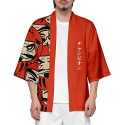 CIZEUR Sommerjacke Mode japanische Herren Jacke Strickjacke Paar Kimono Mantel lässig, M Dark Red von CIZEUR