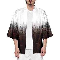 CIZEUR Sommerjacke Mode japanische Herren Jacke Strickjacke Paar Kimono Mantel lässig,Forest5XL von CIZEUR