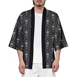 CIZEUR Sommerjacke Mode japanische Herren Jacke Strickjacke Paar Kimono Mantel lässig,SkullXL von CIZEUR