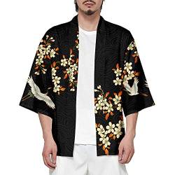 CIZEUR Sommerjacke Mode japanische Herren Jacke Strickjacke Paar Kimono Mantel lässig,SuncraneXL von CIZEUR