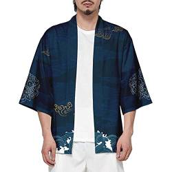 CIZEUR Sommerjacke Mode japanische Herren Jacke Strickjacke Paar Kimono Mantel lässig,backCrane6XL von CIZEUR