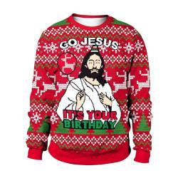 Herren Weihnachtspulli 3D Gedruckt Ugly Christmas Sweater Unisex Couple Pullover Weihnachtsmann Drucken，L RD-Jesus von CIZEUR