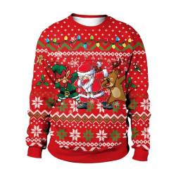 Herren Weihnachtspulli 3D Gedruckt Ugly Christmas Sweater Unisex Couple Pullover Weihnachtsmann Drucken，XL RD-Dancer von CIZEUR