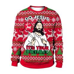 Herren Weihnachtspulli 3D Gedruckt Ugly Christmas Sweater Unisex Couple Pullover Weihnachtsmann Drucken，XL RD-Jesus von CIZEUR