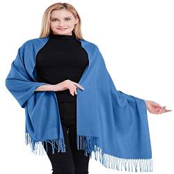 CJ Apparel Blau 100% Kaschmir Zweilagige Schals Pashmina Handgemacht in Nepal Schultertuch Schal Umschlagtuch NEU von CJ Apparel