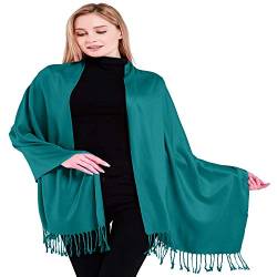 CJ Apparel Damen Handgefertigter nepalesischer Quasten Pashmina-Schal, Jadegrün V1064s, One Size von CJ Apparel