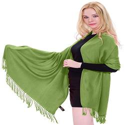 CJ Apparel Damen Hochwertiger einfarbiger Design Pashmina-Schal, grün, One Size von CJ Apparel