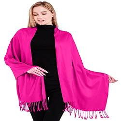 CJ Apparel Einfarbiges Design Schal Sekunden Schal Wrap Stola Überwurf Quasten Gesichtsbedeckung Pashmina Nepalesisch NEU, Helles Rosa, Einheitsgröße von CJ Apparel