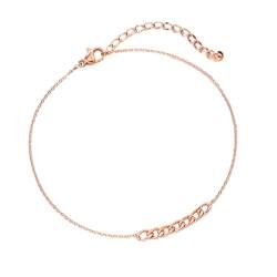 CJDGLL 2 Stück Fußkettchen aus 18 Karat Roségold für Damen, Fuß-Knöchel-Kette, Glieder-Charms, Armband, Strand-Accessoires, Sommer-Modeschmuck von CJDGLL