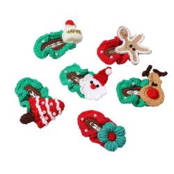 6 Stück Weihnachts-Haarspangen für Damen und Mädchen, niedlich, gestrickt, Weihnachtsbaumkappe, Weihnachtsmann-Haarnadeln, modisches Haar-Accessoire (grün) von CJKDXDH