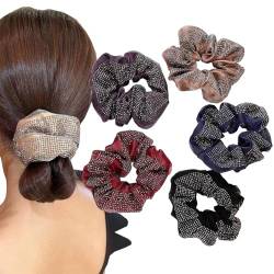 6 Stück verzierte Glitzer-Haargummis mit Strasssteinen, elastisch, luxuriös, elegant, dekoratives Haar-Zubehör (mehrfarbig) von CJKDXDH