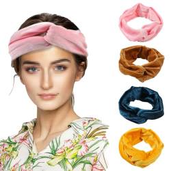 CJKDXDH 4 Stück Spa-Stirnbänder zum Waschen des Gesichts Kreuz Hautpflege Stirnband für Frauen Mädchen Elastisches Make-up Haarband Kreatives Haarzubehör (Bunte A) von CJKDXDH