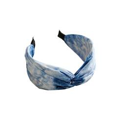 CJKDXDH Boho-Haarband, geknotet, für Damen und Mädchen, Blumendruck, Kreuz, verdreht, rutschfest, modisch, breites Stirnband, attraktives Kopfbedeckungszubehör (Hellblau) von CJKDXDH