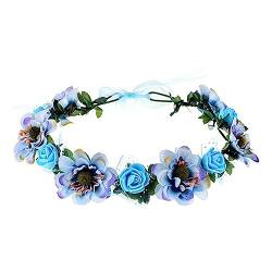 CJKDXDH Frauen Blumenkrone Verstellbare Blume Stirnband Haar Floral Kopfschmuck Boho Hochzeit Blumenkrone Party Fotos (Blau) von CJKDXDH