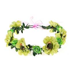 CJKDXDH Frauen Blumenkrone verstellbare Blume Stirnband Haar Floral Kopfschmuck Boho Hochzeit Blumenkrone Party Fotos (grün) von CJKDXDH