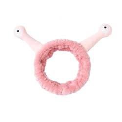 CJKDXDH Niedliches Schnecken-Spa-Stirnband zum Waschen des Gesichts, weiches elastisches Hautpflege-Haarband, Kawaii-Cartoon-Make-up-Stirnband, kreatives flauschiges Dusch-Sport-Party-Haarband (Rosa) von CJKDXDH