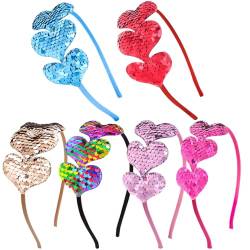 CJKDXDH Pailletten-Herz-Stirnband, Valentinstag, Haarreif, Liebe, Glitzer, Bling, Kopfschmuck, Party-Haar-Accessoire von CJKDXDH