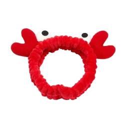CJKDXDH Spa-Stirnband zum Waschen des Gesichts, niedliche Krabbenaugen, Hautpflege-Stirnband für Frauen und Mädchen, Mikrofaser, Make-up-Stirnband, kreatives Haarzubehör (rot) von CJKDXDH
