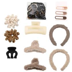 Fuzzy Stirnband Klaue Haarspangen Kiefer Klemme Haarspange Haarnadeln Haargummis Plüsch Scrunchies Herbst Winter Haarschmuck Sets für Frauen Mädchen von CJKDXDH