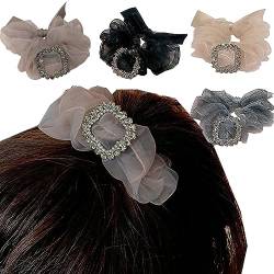 Glitzernde Satin-Haargummis für Haare, 4 Stück, niedliche, große, elastische Haarbänder, Pferdeschwanz-Halter, weiche Haargummis für Frauen und Mädchen (bunt) von CJKDXDH