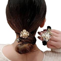 Haargummis mit Perlen und Strasssteinen, elastisch, für Frauen und Mädchen, bunt, 2 Stück von CJKDXDH