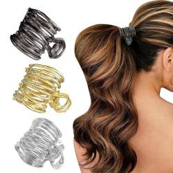 Haarklammern für Pferdeschwanz, starker Halt, für Frauen und Mädchen, mittlere Metall-Haarklammern, rutschfest, hohl, modisches Haar-Accessoire (bunt), 3 Stück von CJKDXDH