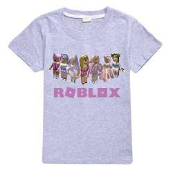 CKCKTZ Ro-blox T-Shirt für Jungen und Mädchen, modisches Spiel, kurzärmeliges Oberteil, T-Shirt für Kinder Gr. 11-12 Jahre, grau von CKCKTZ