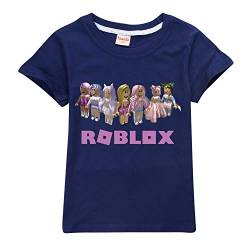 CKCKTZ Ro-blox T-Shirt für Jungen und Mädchen, modisches Spiel, kurzärmeliges Oberteil, T-Shirt für Kinder Gr. 11-12 Jahre, marineblau von CKCKTZ