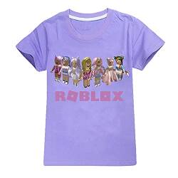 CKCKTZ Ro-blox T-Shirt für Jungen und Mädchen, modisches Spiel, kurzärmeliges Oberteil, T-Shirt für Kinder Gr. 12-13 Jahre, violett von CKCKTZ