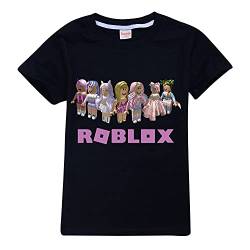CKCKTZ Ro-blox T-Shirt für Jungen und Mädchen, modisches Spiel, kurzärmeliges Oberteil, T-Shirt für Kinder Gr. 7-8 Jahre, Schwarz von CKCKTZ