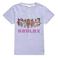 CKCKTZ Ro-blox T-Shirt für Jungen und Mädchen, modisches Spiel, kurzärmeliges Oberteil, T-Shirt für Kinder Gr. 7-8 Jahre, grau von CKCKTZ